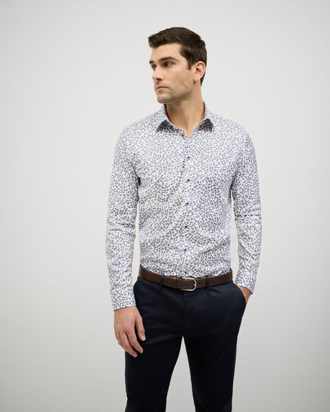 Ditsy Floral Print Long Sleeve Shirt, White, hi-res